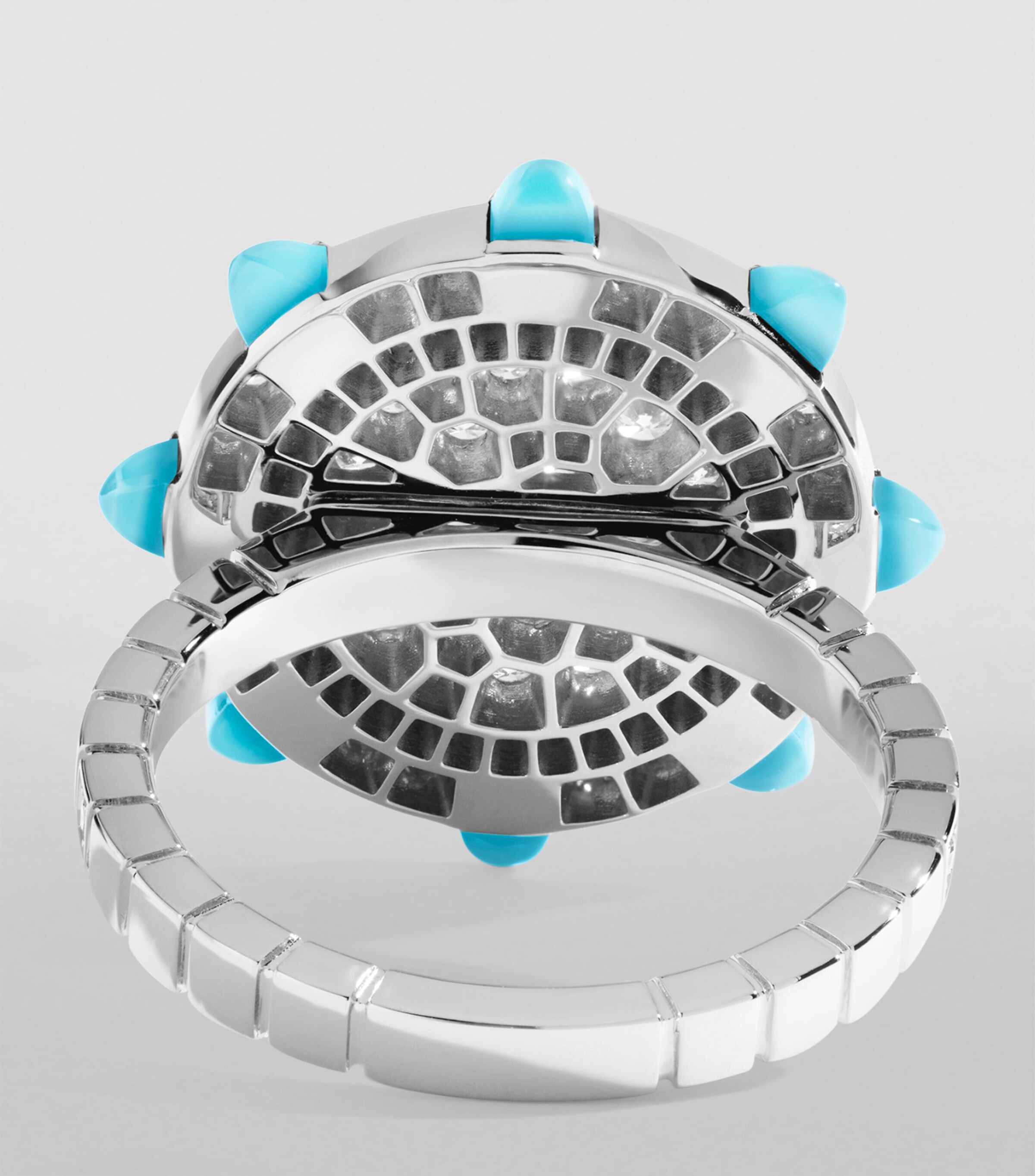 White Gold, Diamond, Sapphire and Chalcedony Tip-Top Statement Ring WHITE GOLD Image 4