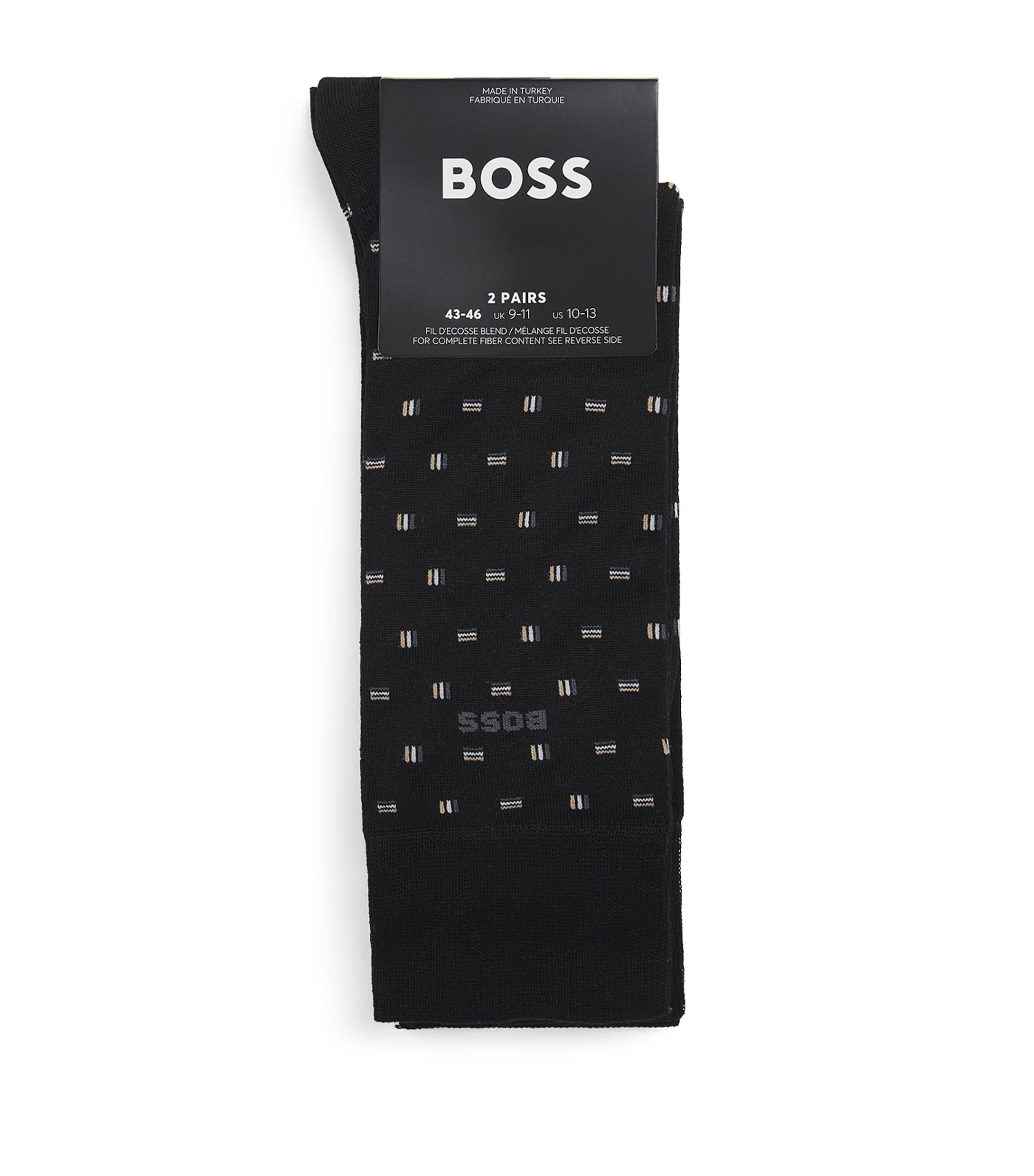 BOSS Mens Logo Socks (Pack of 2) Black Image 1