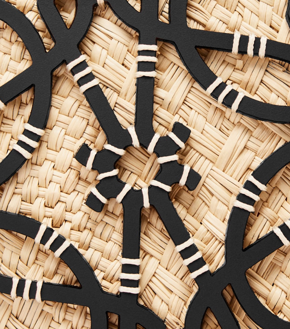 x Paula’s Ibiza Small Woven Anagram Basket Bag NATURAL/BLACK Image 5