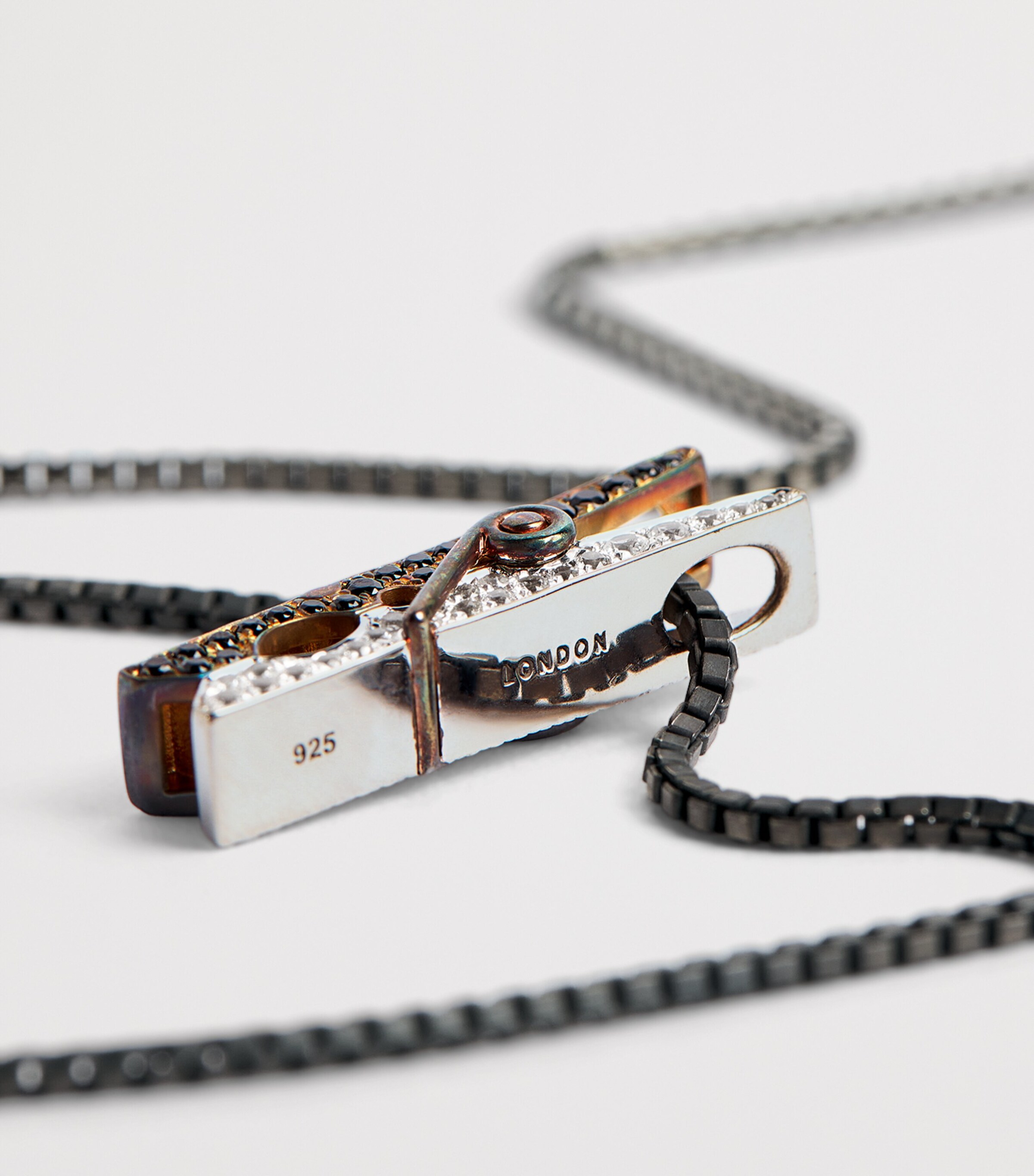 Rhodium-Plated Sterling Silver Mayfair Peg Necklace MULTI COLOURED Image 5