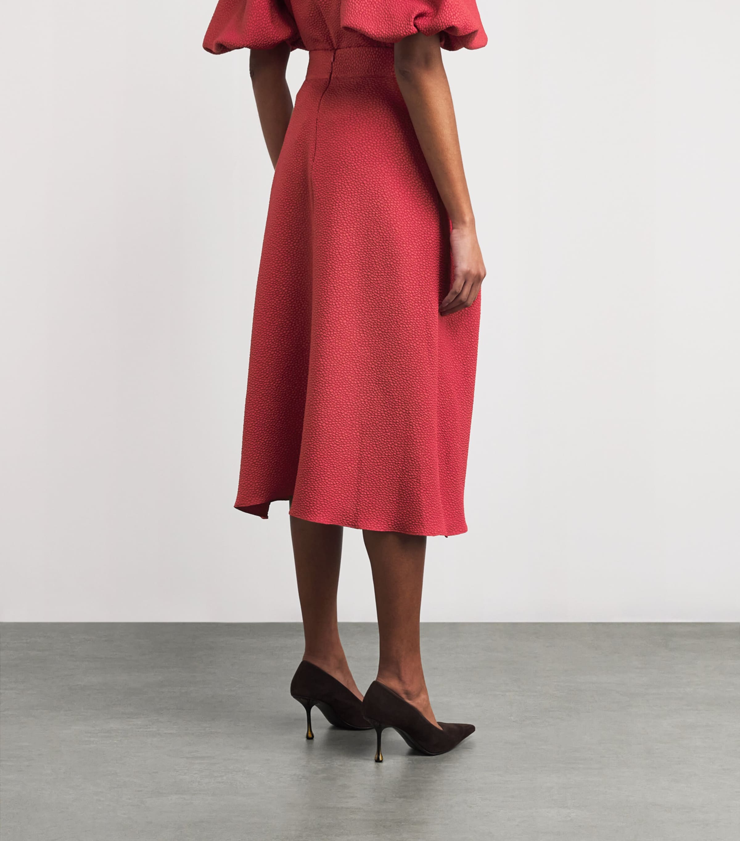 Jacquard Plait Midi Skirt CARMINE Image 4