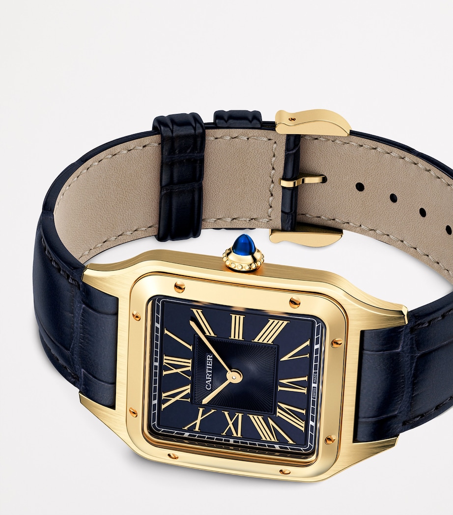 Cartier Large Yellow Gold Santos-Dumont Watch 43.5mm Blue Image 5