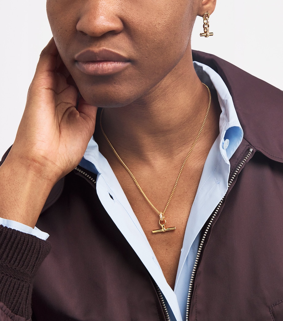 TILLY SVEAAS Gold-Plated Crystal T-Bar Necklace Gold Image 2