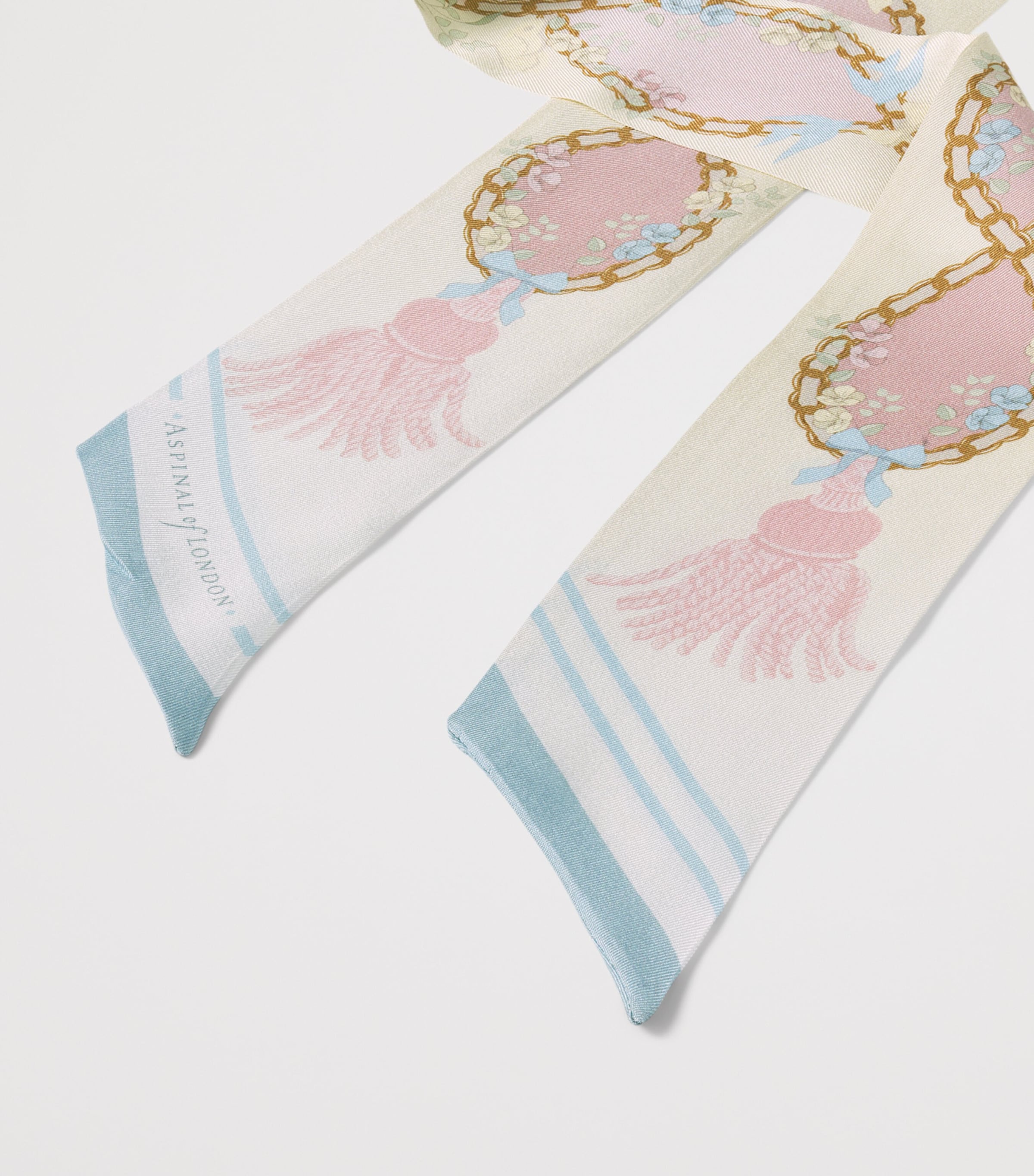 Aspinal Of London Silk Signature Skinny Scarf Rose Image 2