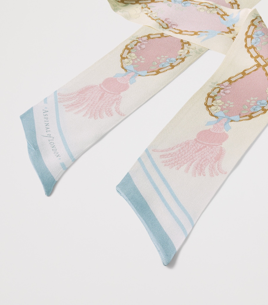 Aspinal Of London Silk Signature Skinny Scarf Rose Image 2