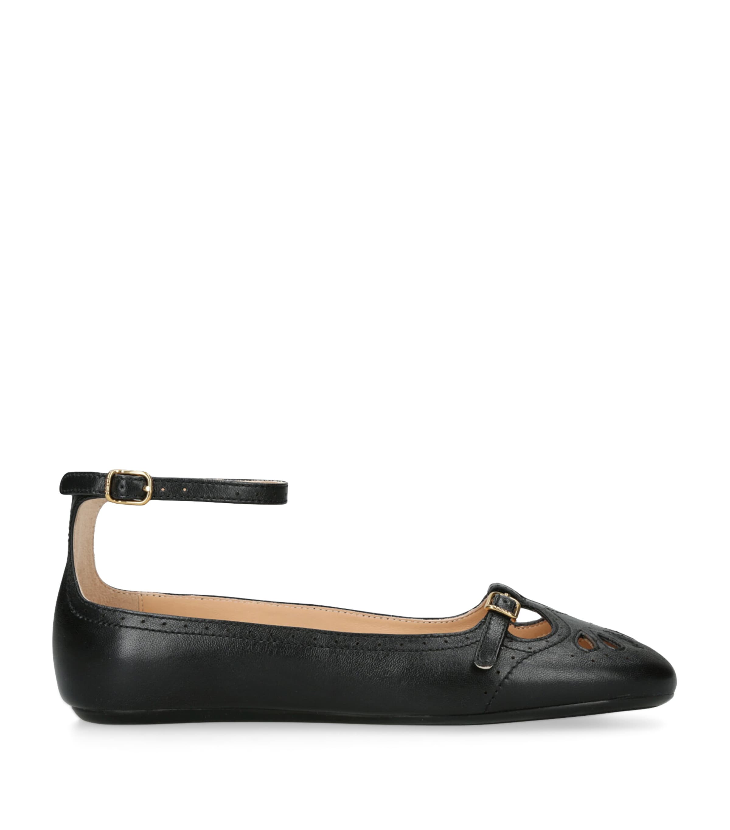 Chloé Leather Ballerina Shoes Featuring Buckle Detail In Animal Print