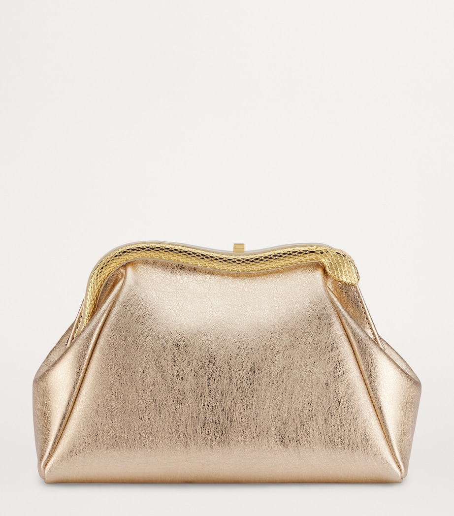 Small Leather Serpentine Clutch Bag GOLD Image 2