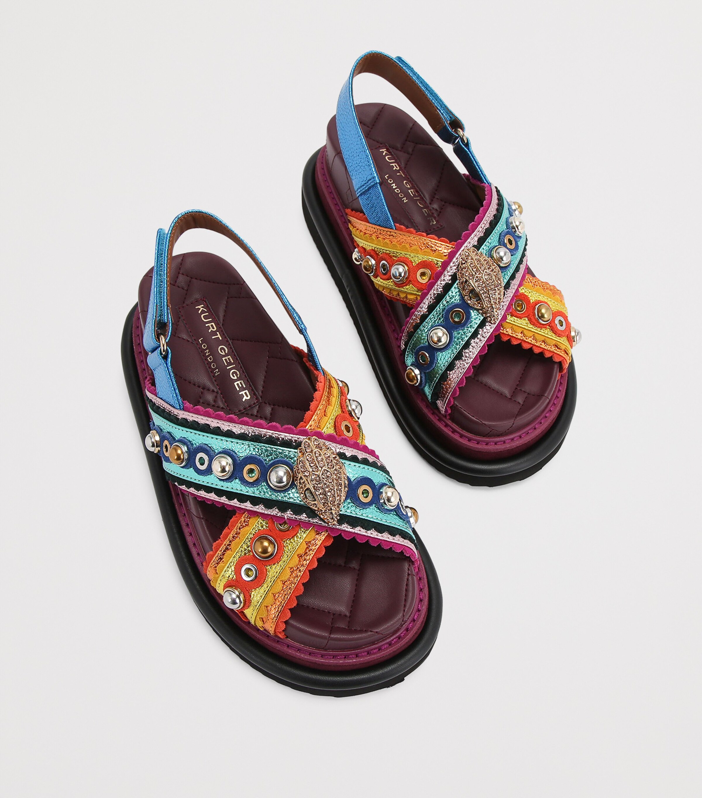 Kurt Geiger London Leather Orson Cross Scallop Sandals Mult/other Image 4