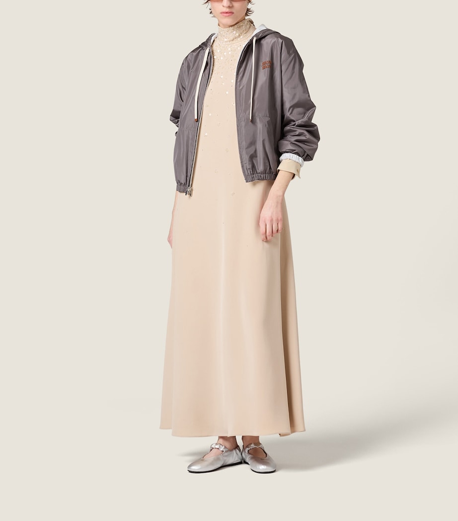 Miu Miu Womens Silk Cady Embroidered Maxi Dress Image 2
