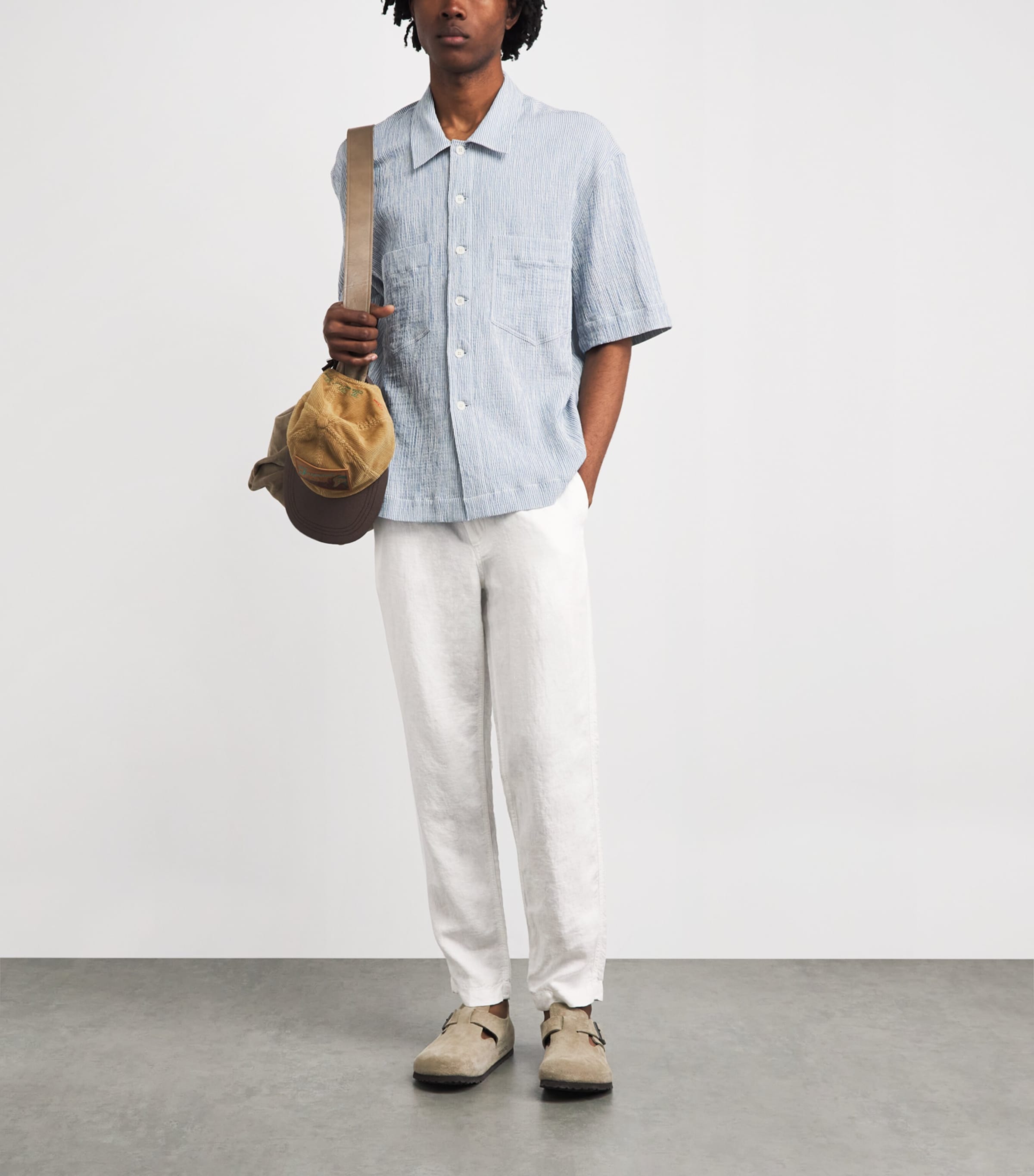 Polo Ralph Lauren Mens Linen Drawstring Prepster Trousers Ceramic White Image 2