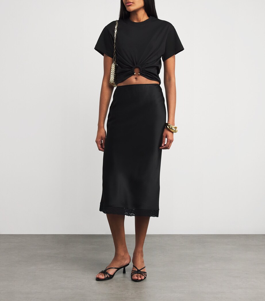 Jersey Ring-Gathered Crop Top P001 BLACK Image 2