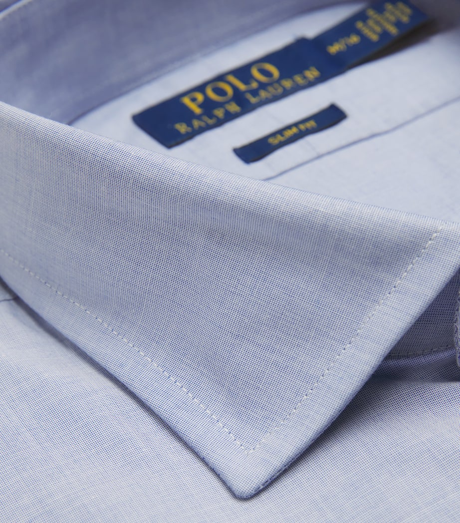 Polo Ralph Lauren Mens Poplin Slim-Fit Shirt Light Blue/whi Image 5