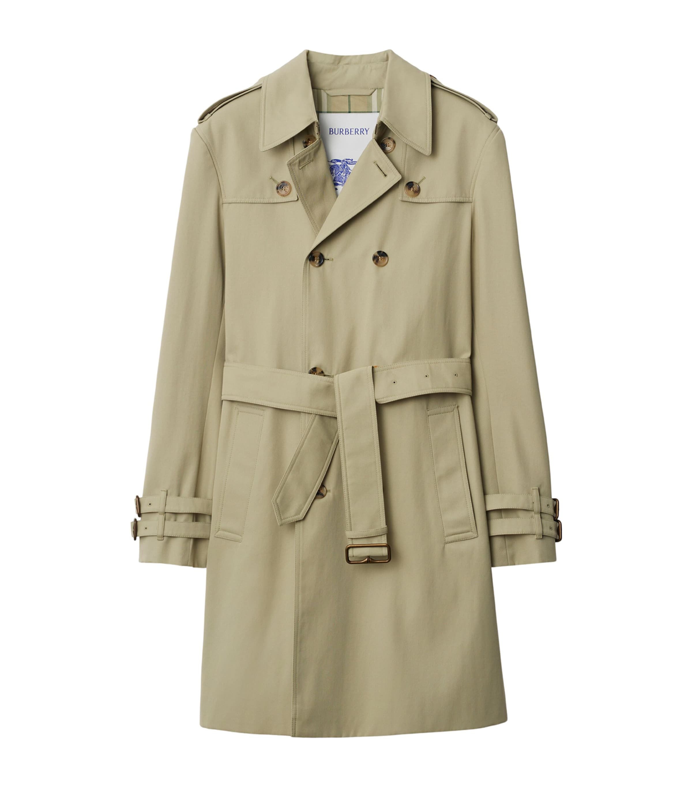 Burberry Midlength Gabardine Trench Coat In Green