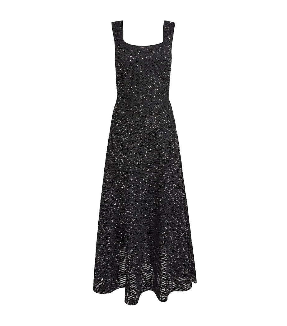 Knitted Rhinestone Maxi Dress BLACK Image 1
