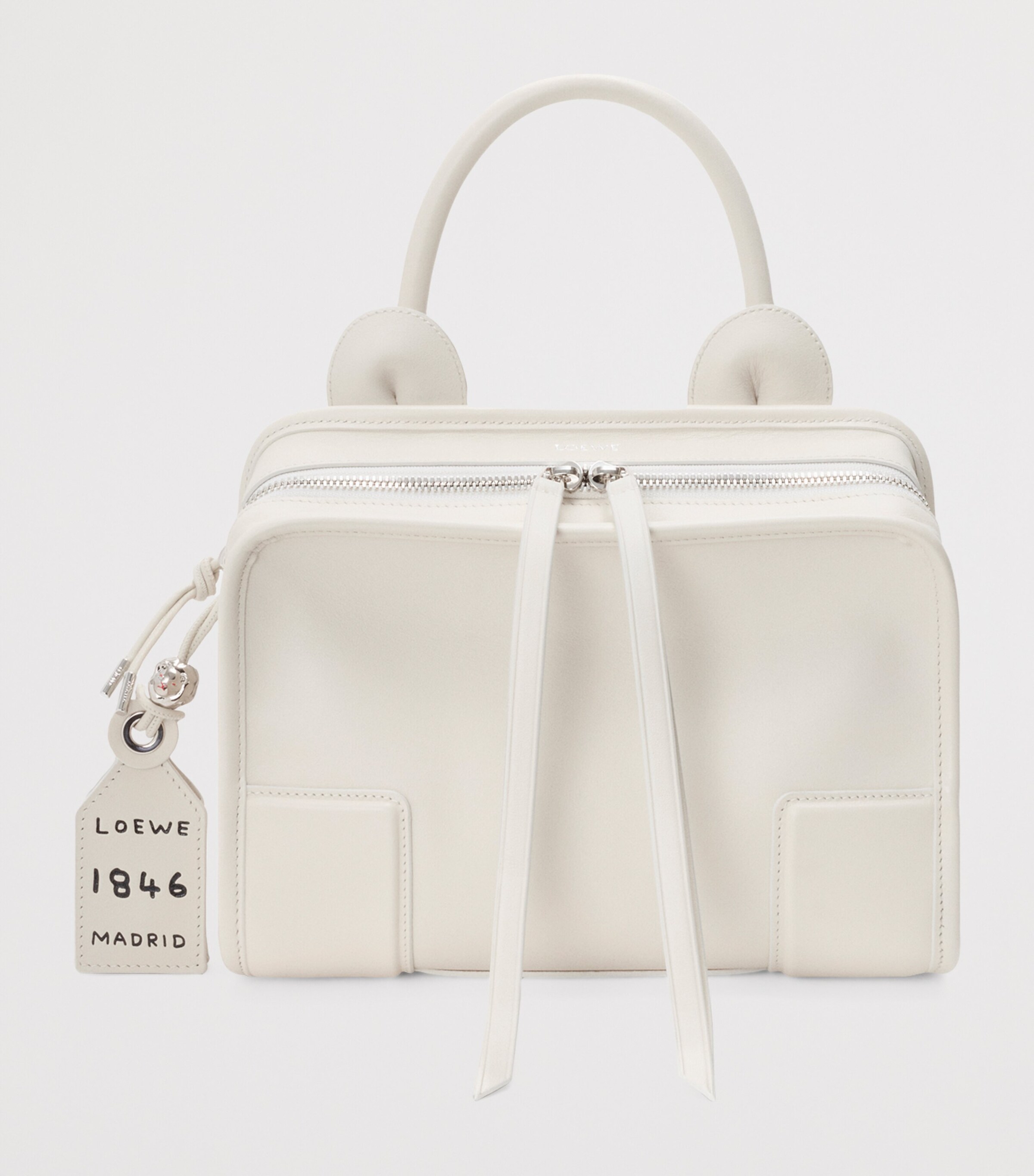 LOEWE Small Leather Amazona 180 Top-Handle Bag Soft White Image 8