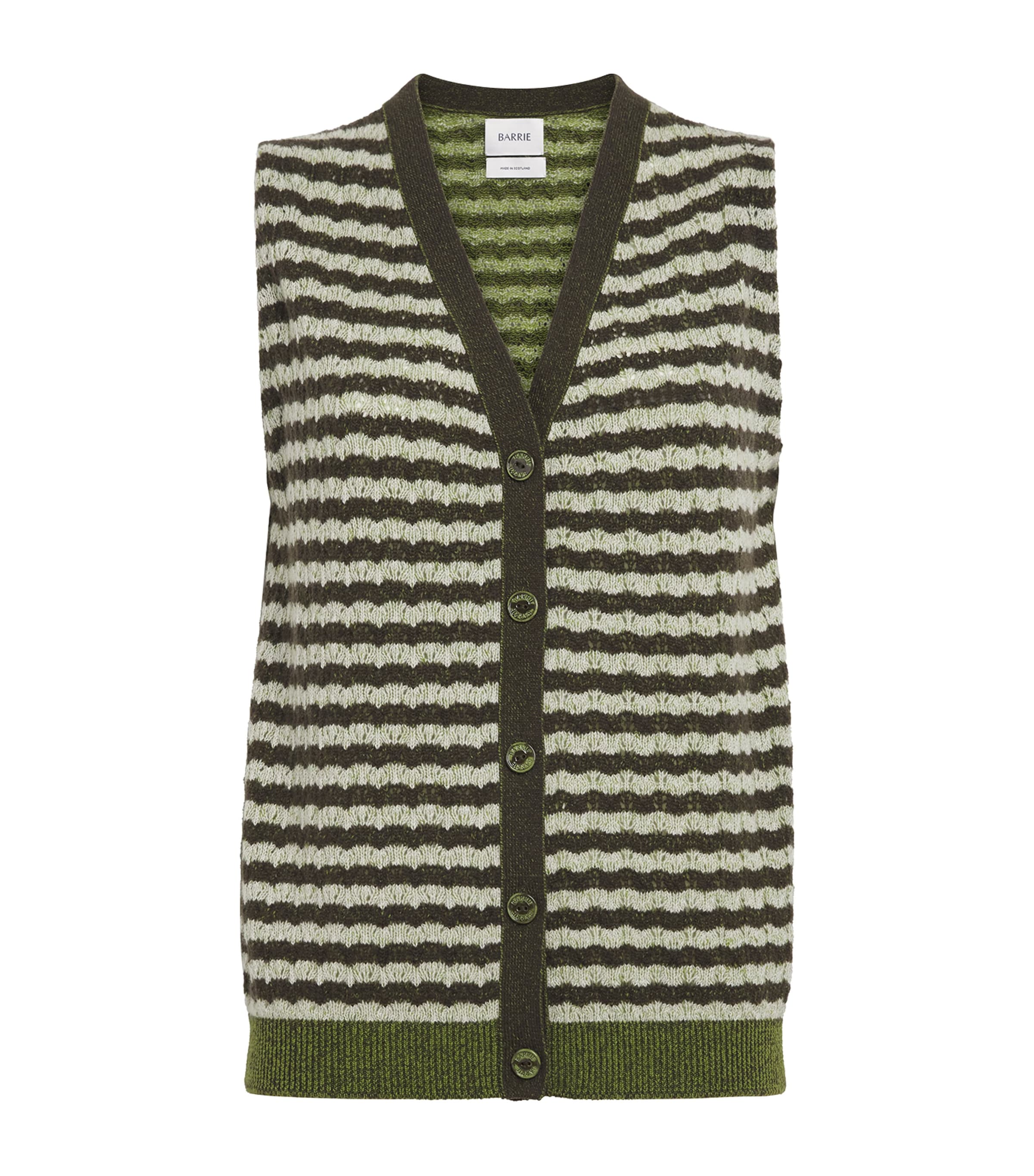 Barrie Womens Cashmere Stripe Sleeveless Cardigan Chntily/drk Mlt Image 1