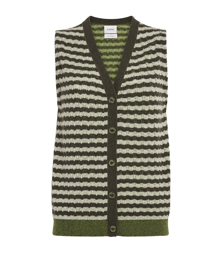 Barrie Womens Cashmere Stripe Sleeveless Cardigan Chntily/drk Mlt Image 1