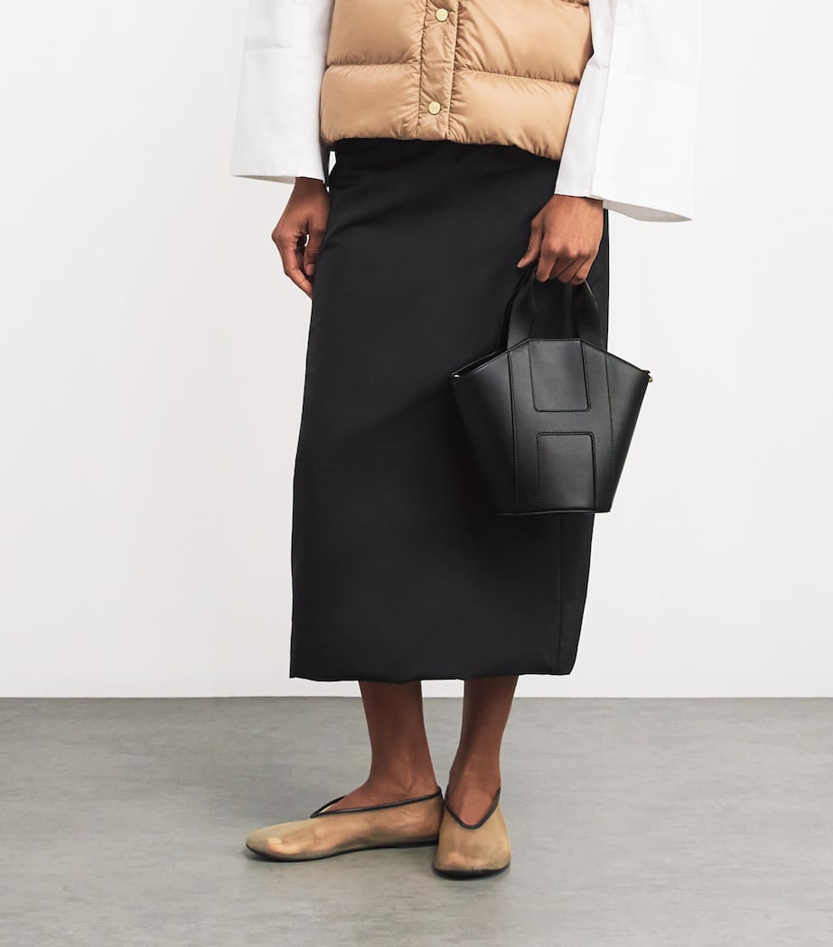 Grab Leather Tote Bag BLACK Image 5