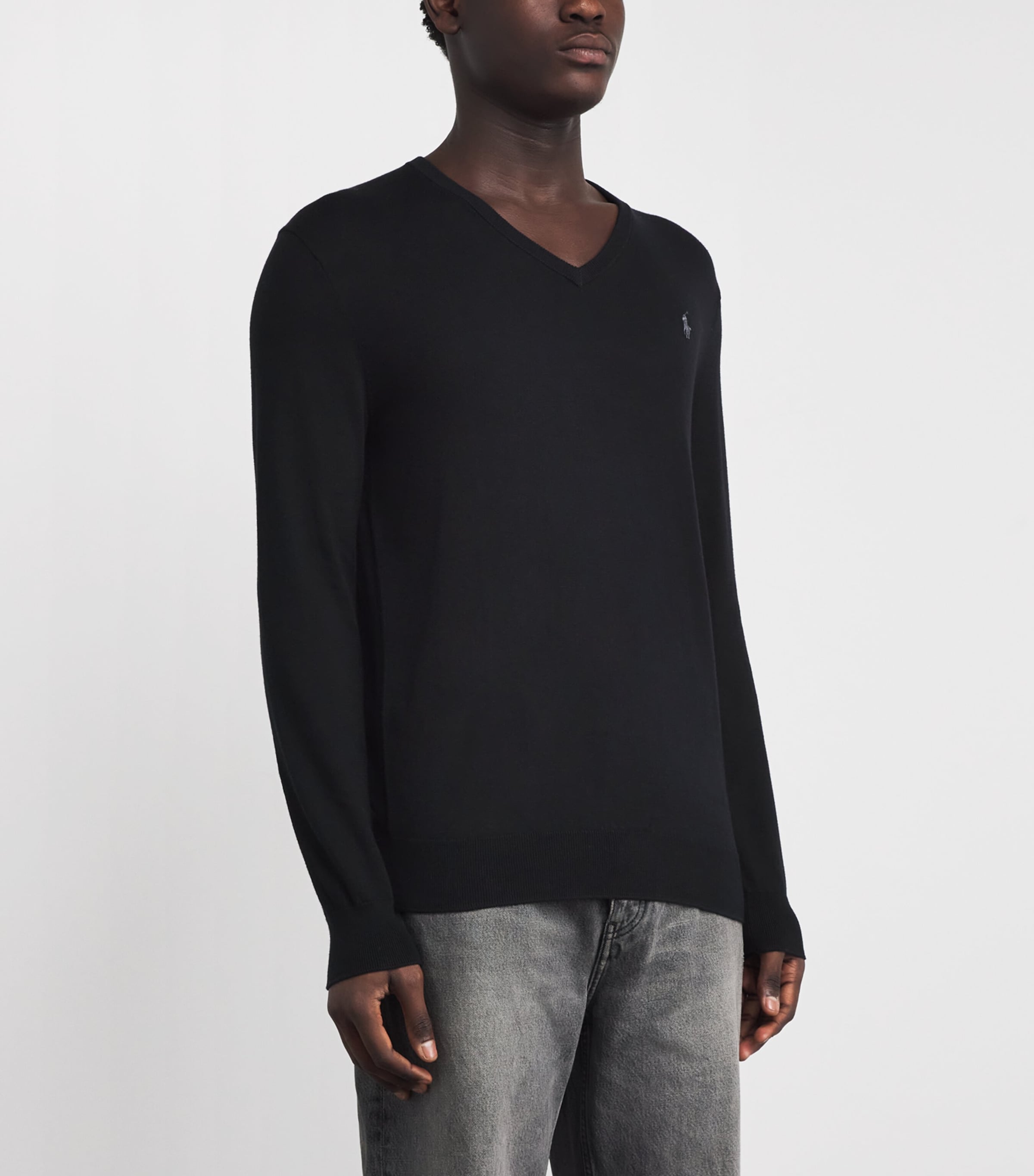 Polo Ralph Lauren Mens Cotton Polo Pony Sweater Polo Black Image 3