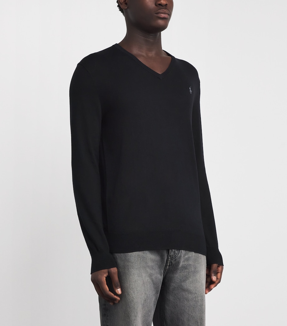 Polo Ralph Lauren Mens Cotton Polo Pony Sweater Polo Black Image 3