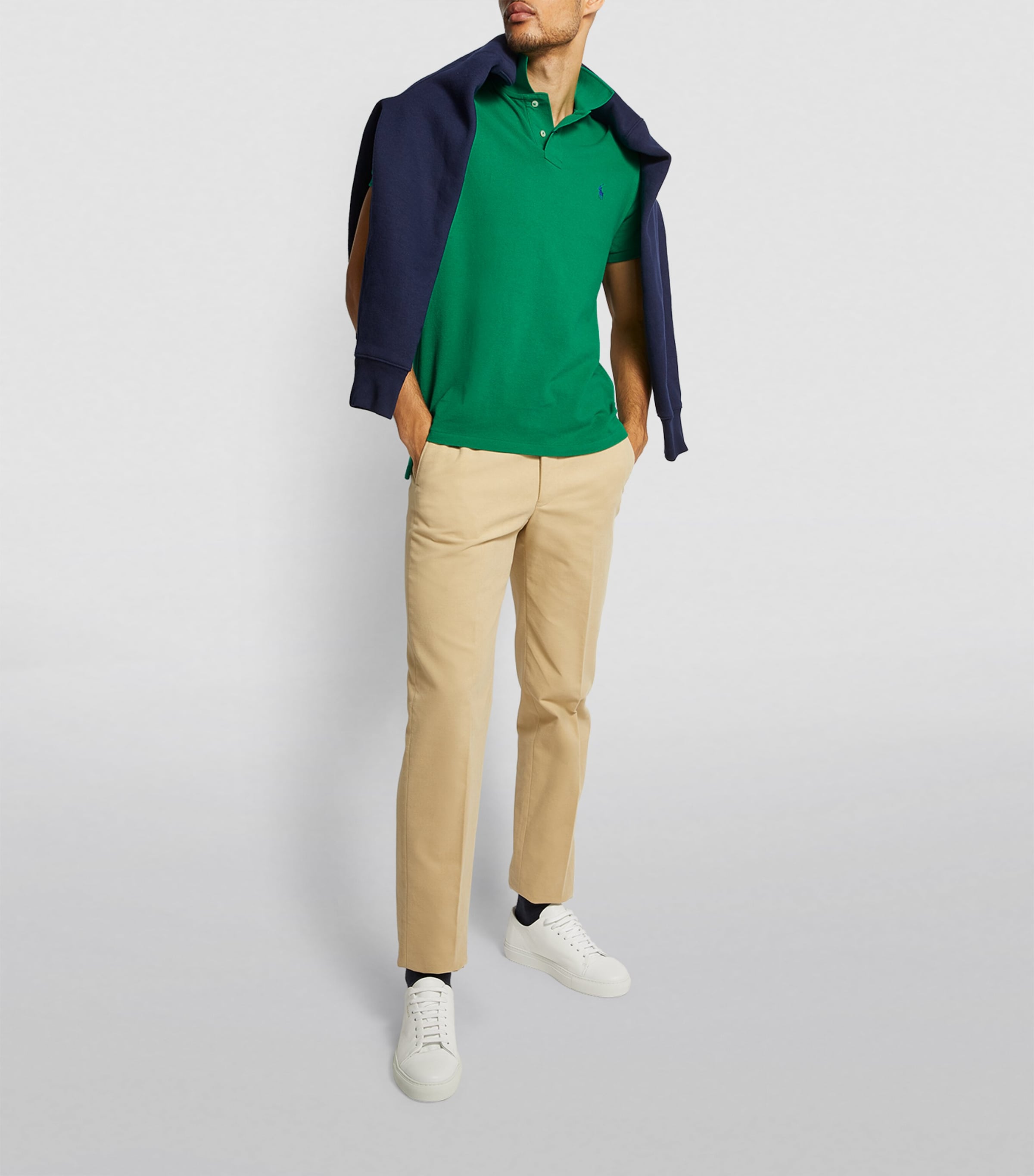 Cotton Mesh Custom-Fit Polo Shirt GREEN Image 3