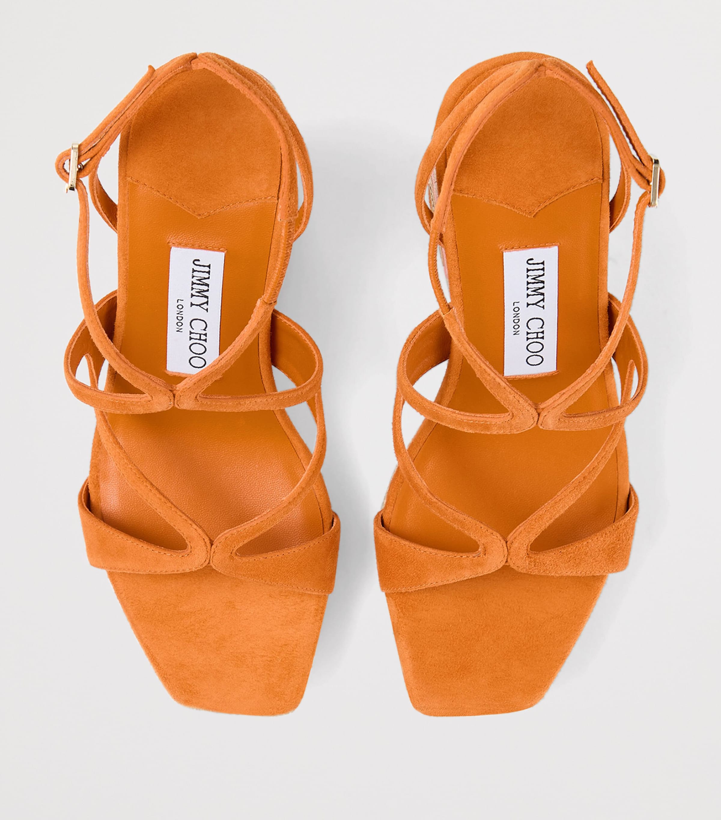 Jimmy Choo Ayla 110 Suede Wedge Sandals Sunset Orange/natura Image 4