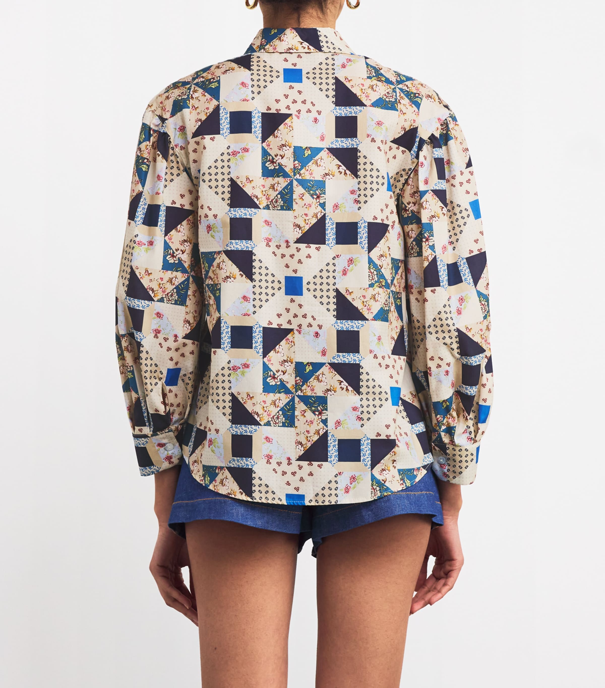 Cotton Patchwork Shirt BEIGE Image 4