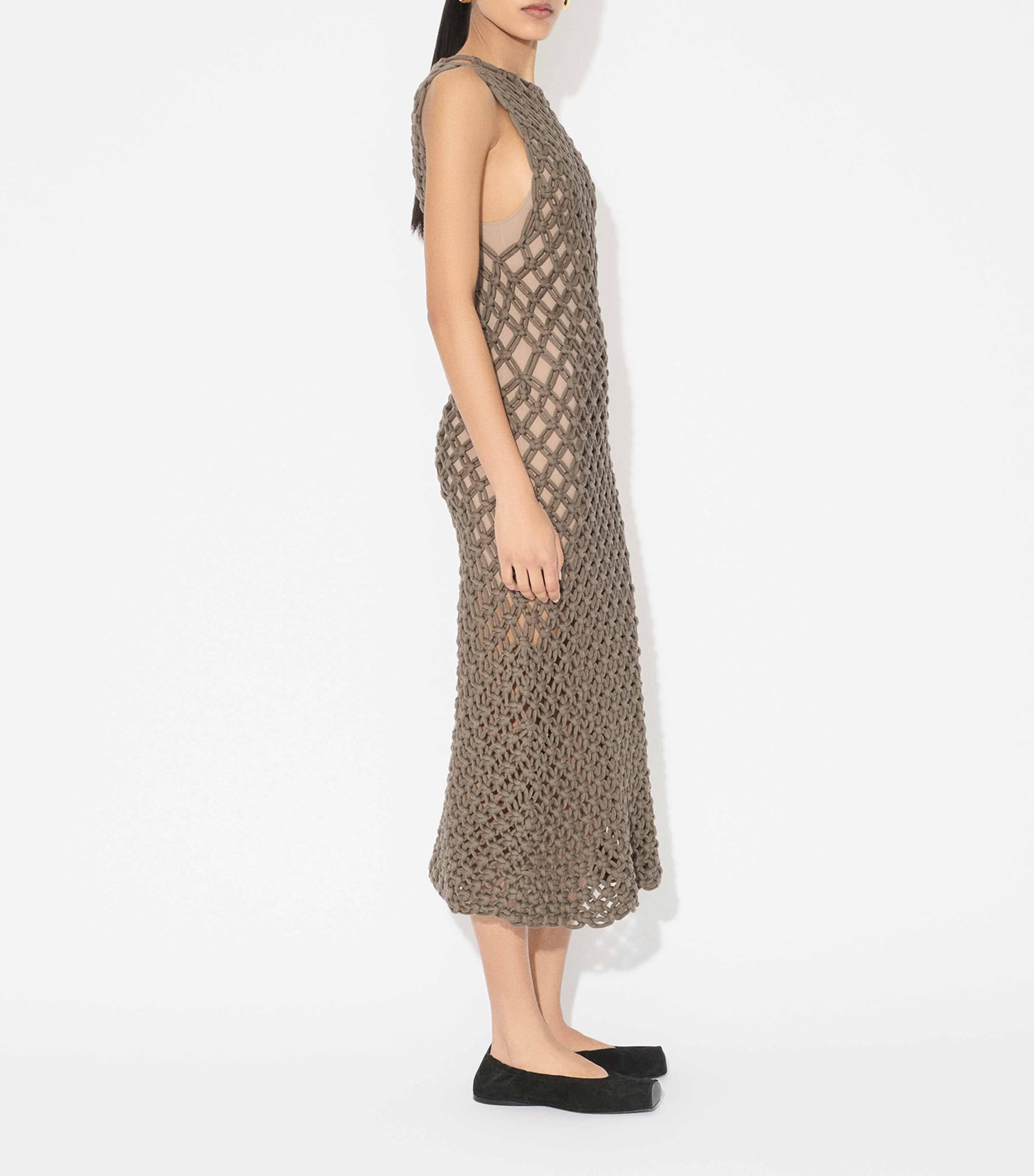 Cotton-Blend Midi Dress GRIS TAUPE Image 4