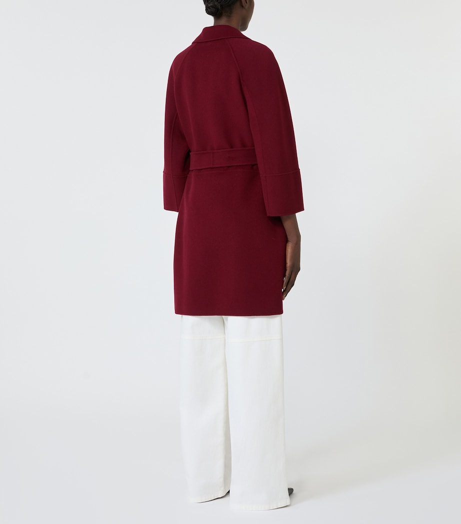 Max Mara Womens Wool Robe Coat Bordeaux Image 4