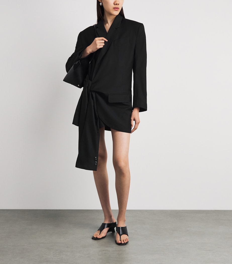LATE FOR WORK Womens Blazer Sleeve-Tie Mini Dress Blk Image 4