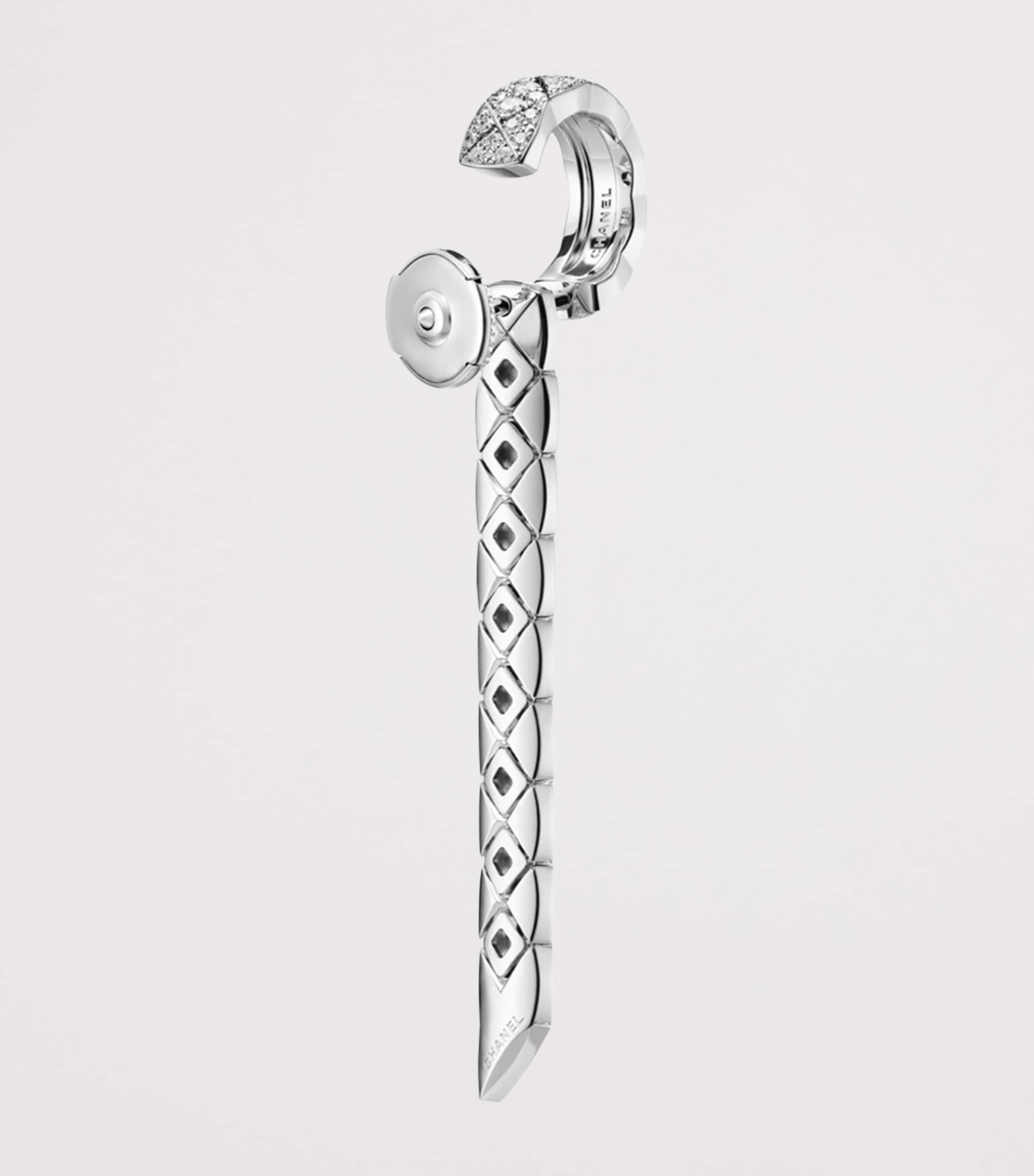 CHANEL White Gold and Diamond Coco Crush Supple Drop Earrings White Gold Image 5