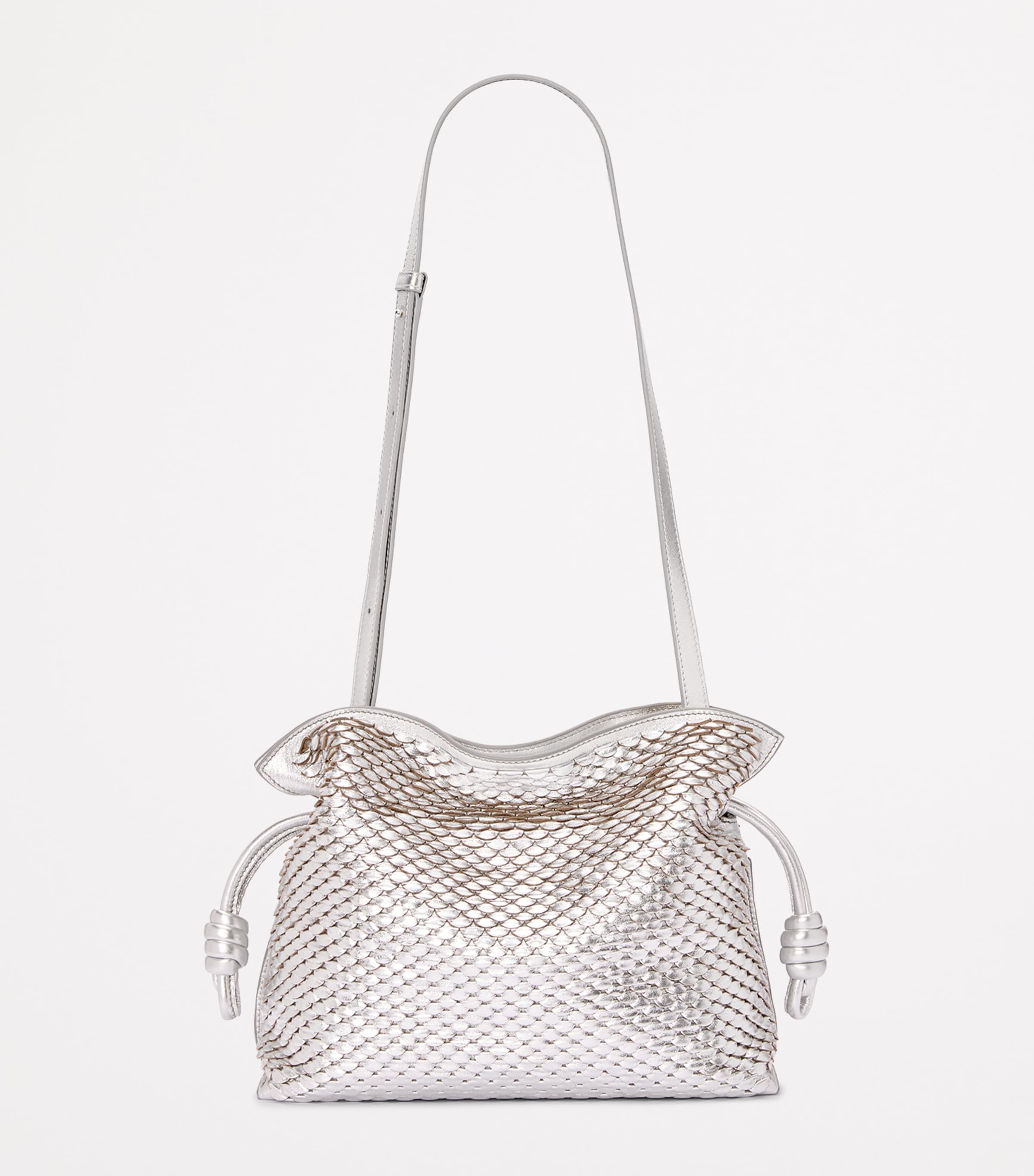 EXCLUSIVE Medium Leather Scales Flamenco Clutch SILVER Image 4