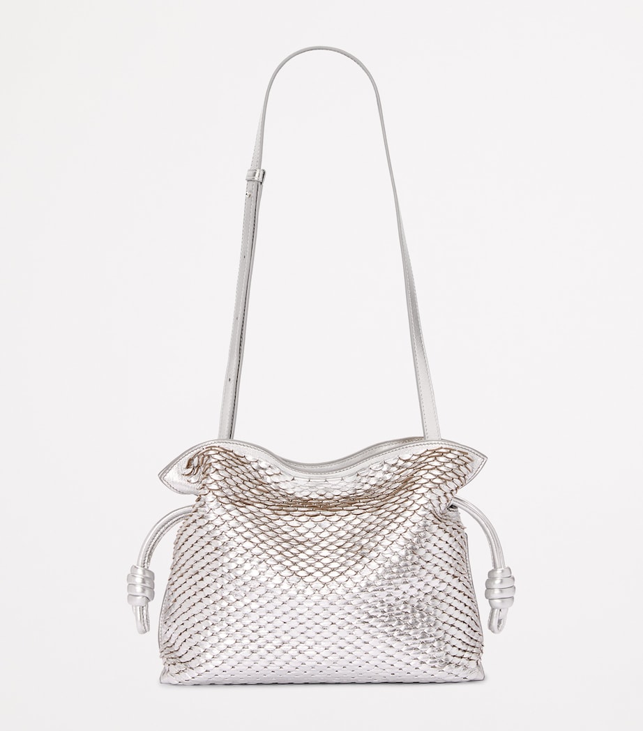 EXCLUSIVE Medium Leather Scales Flamenco Clutch SILVER Image 4