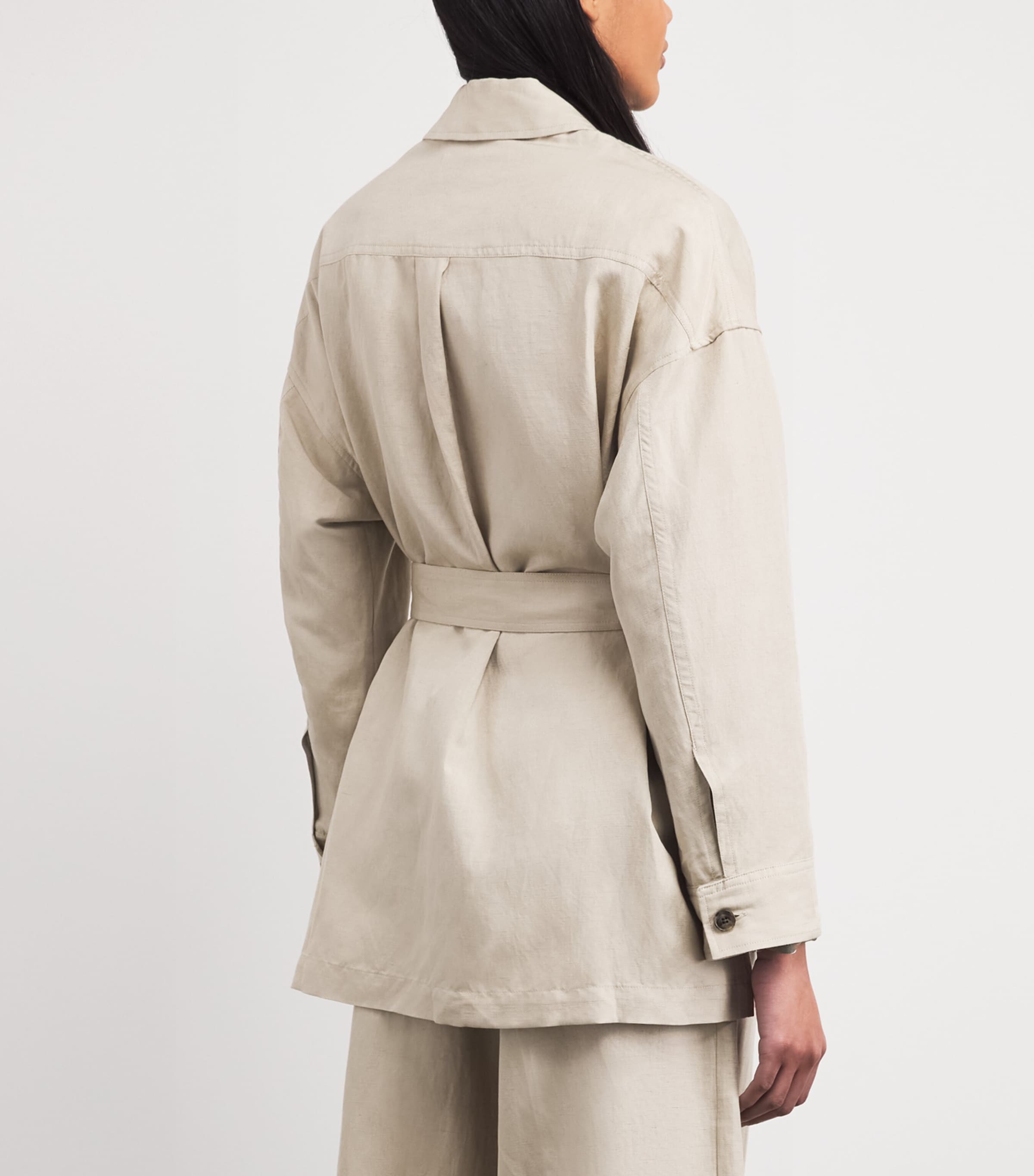 Yves Salomon Womens Silk-Linen Safari Jacket Image 5