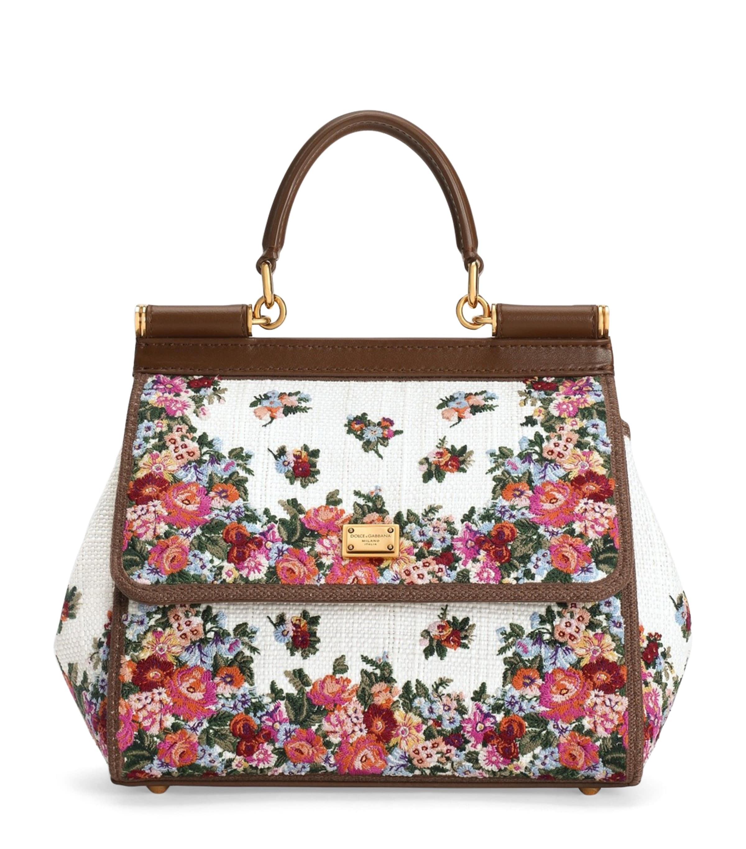 Dolce&Gabbana Embroidered Floral Sicily Top-Handle Bag Multicolo Image 1