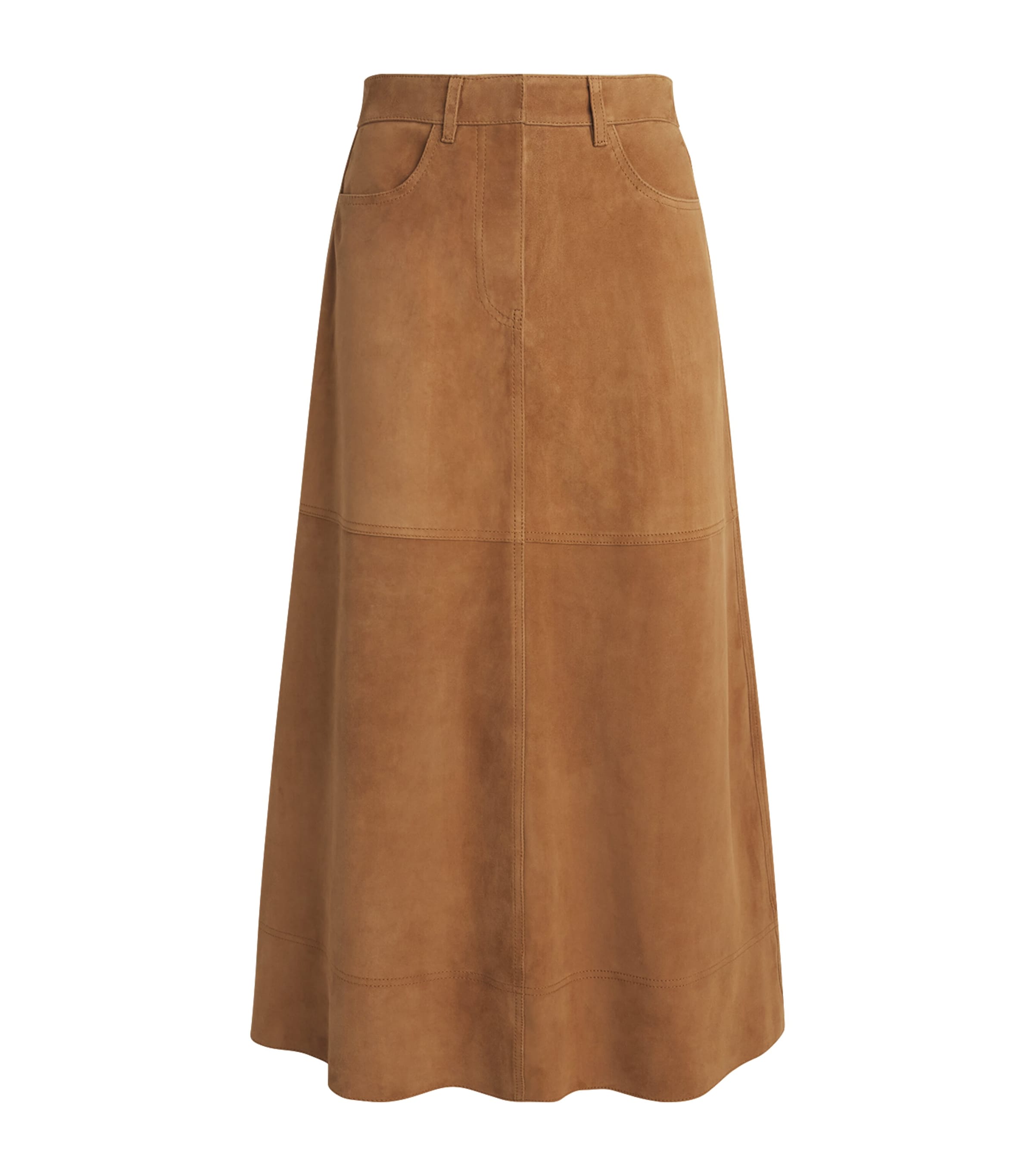 ME+EM Womens Suede A-Line Luxe Maxi Skirt Cigaro Brown Image 1