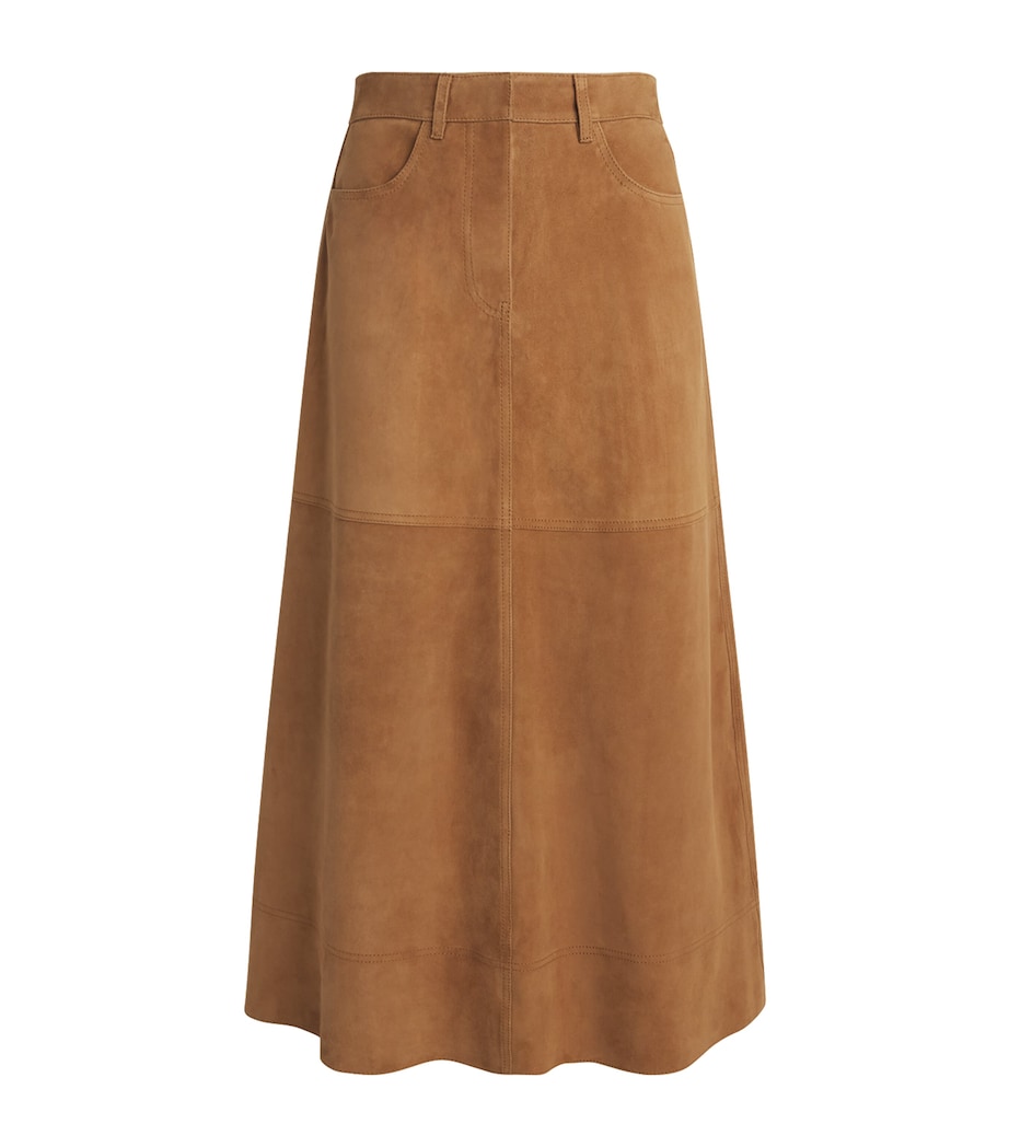 ME+EM Womens Suede A-Line Luxe Maxi Skirt Cigaro Brown Image 1