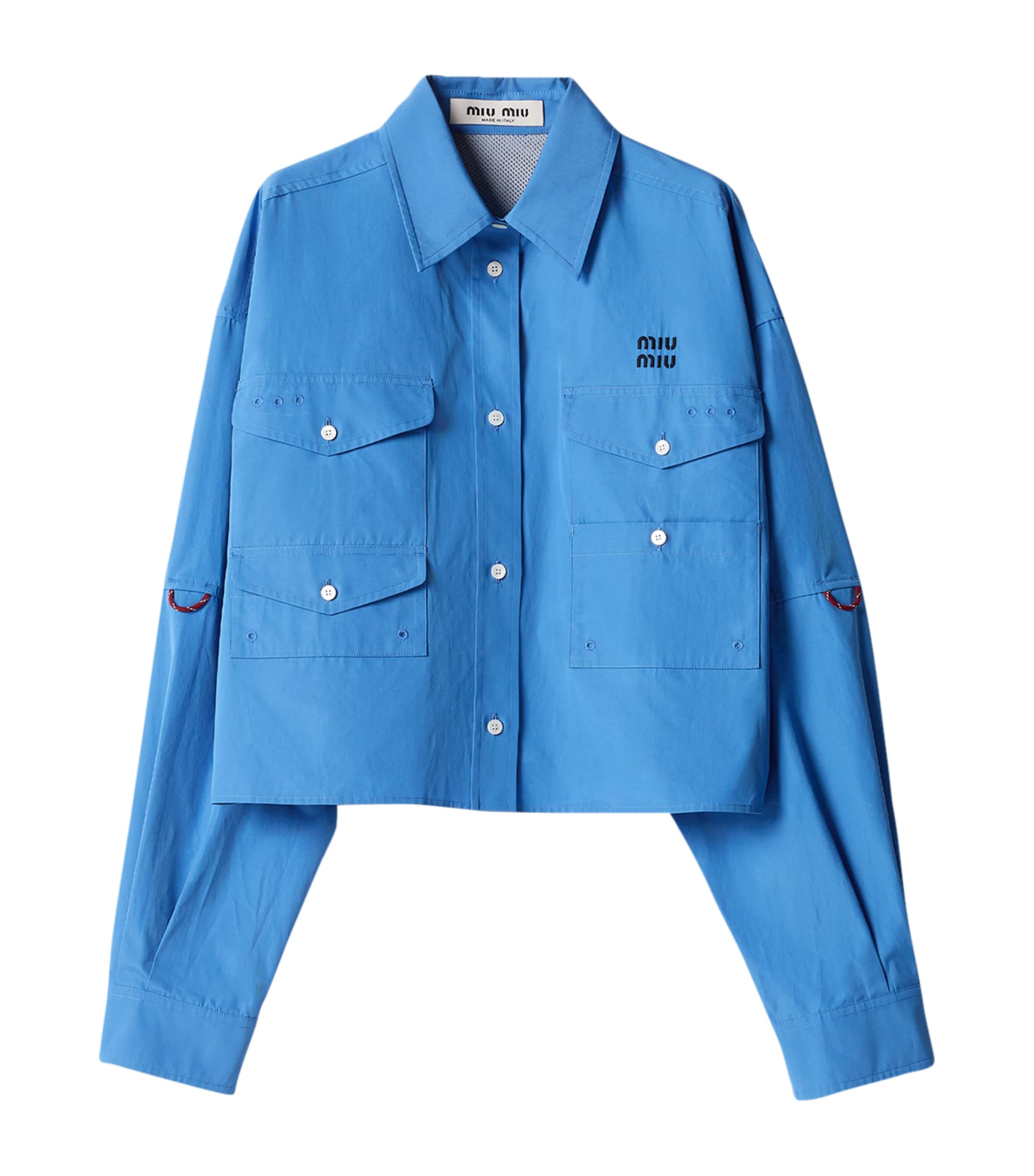 Miu Miu Womens Cotton Poplin Patch Pocket Shirt Image 1