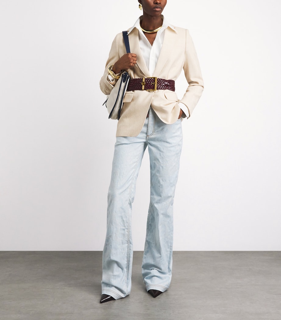 Etro Leather Woven Coin Buckle Belt Burgundy Image 4
