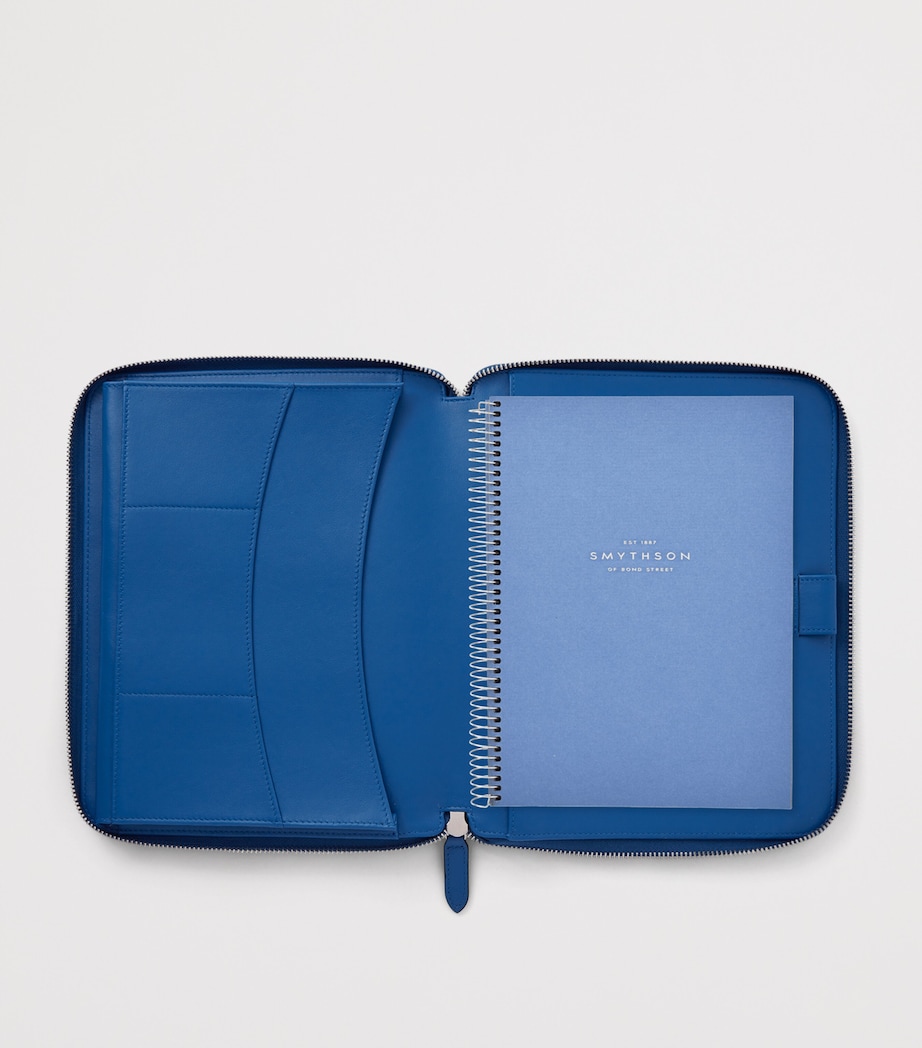 Smythson Calfskin Panama A5 Folder and Notebook Set Cerulean Image 2