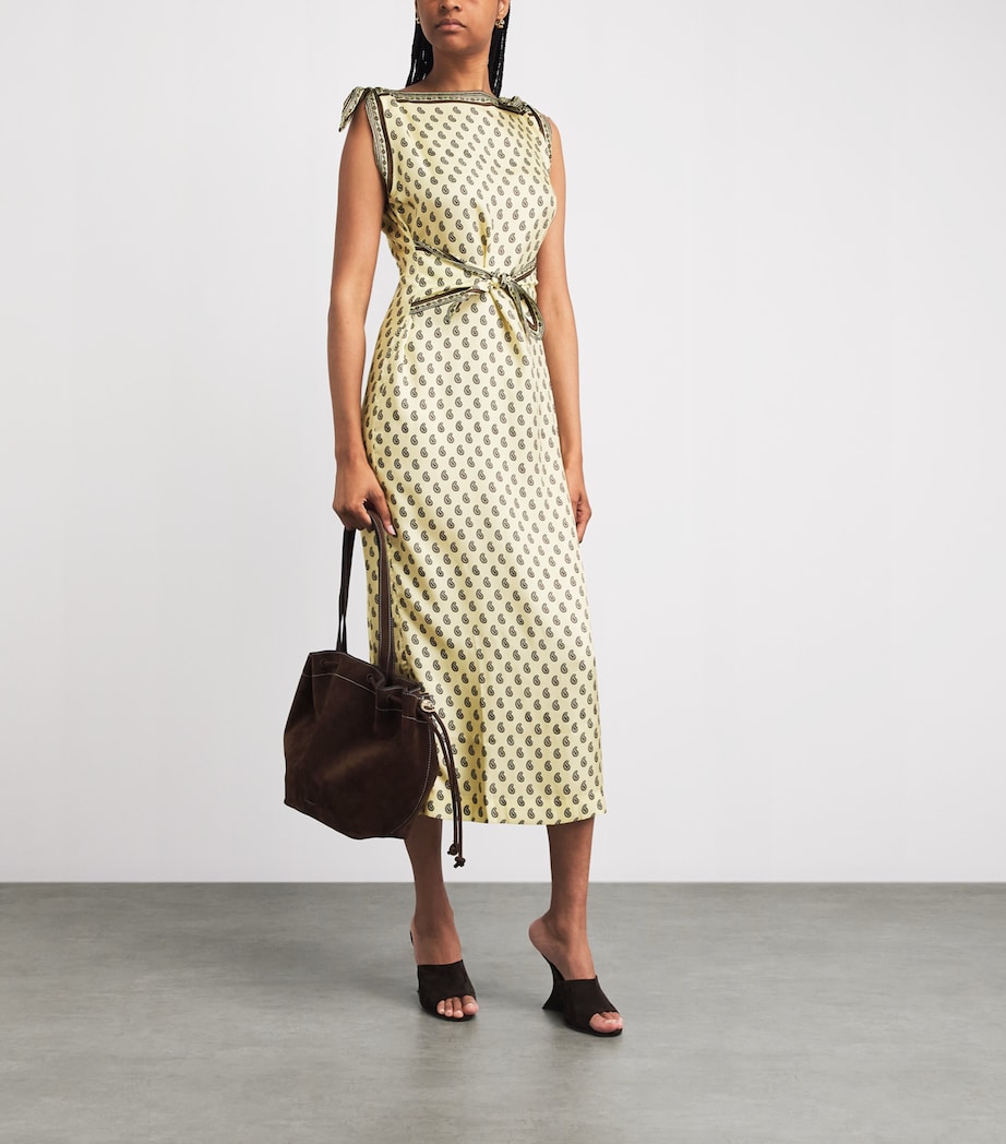 DÔEN Womens Silk-Blend Amorette Midi Dress Sunlght Trmina Psley Image 2