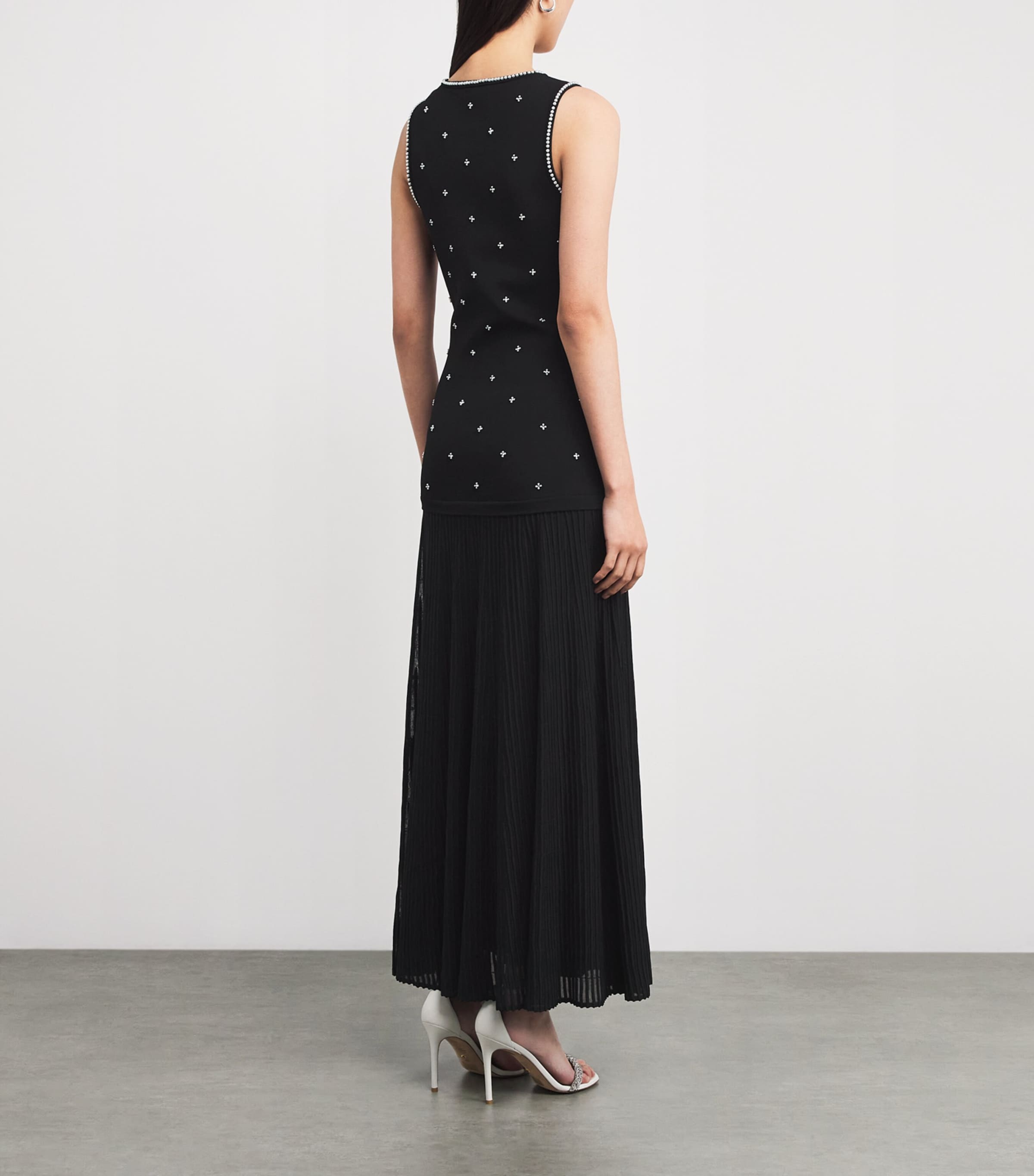 Sandro Paris Womens Rhinestone Floral 2-in-1 Dress Black Image 3