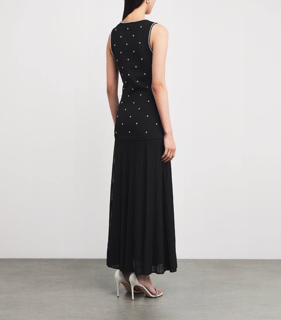 Sandro Paris Womens Rhinestone Floral 2-in-1 Dress Black Image 3