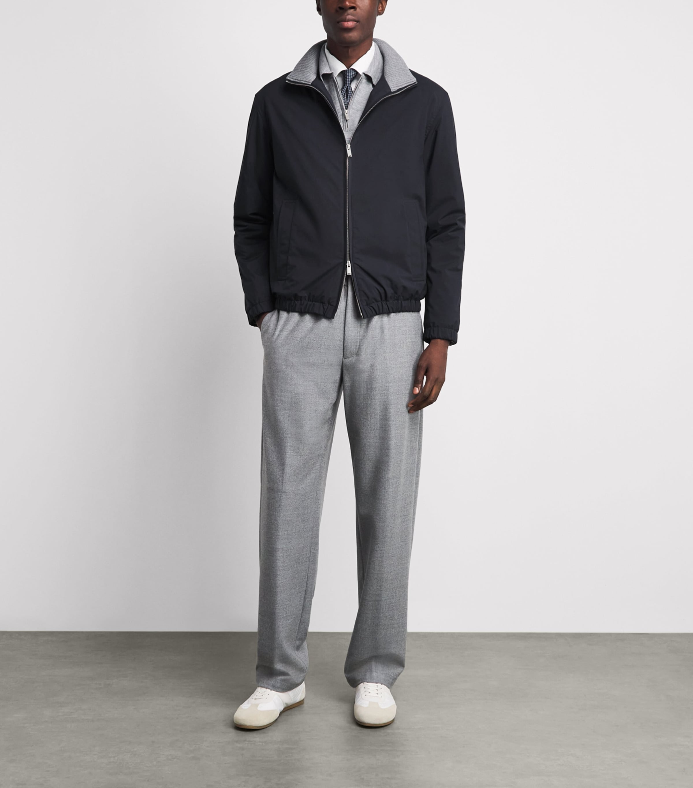Lardini Mens Shell Bomber Jacket Navy Image 2