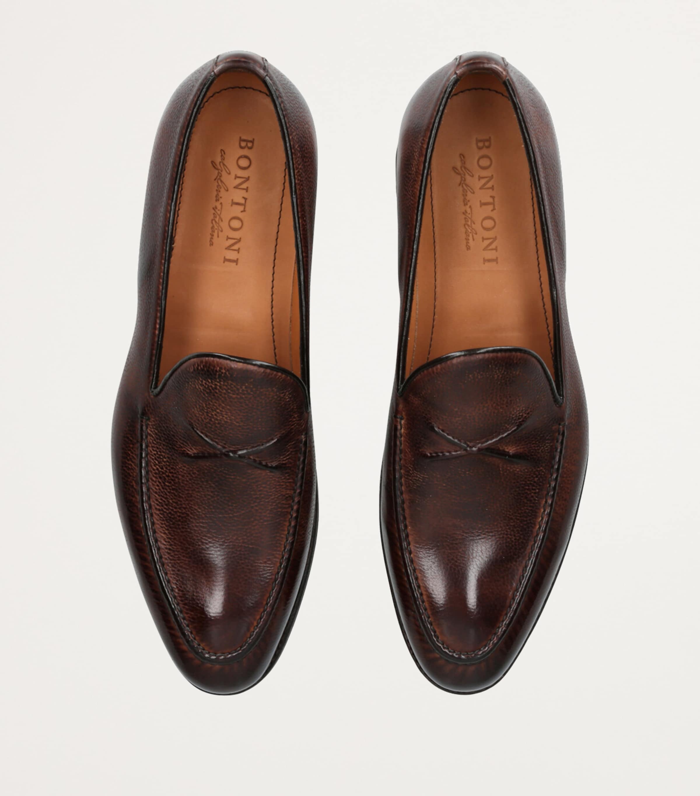 BONTONI Brown Moccasin Shoes Venetian Loafer Slip On Men’s 10 NWOT Bontoni - Testa Di Moro Dark Brown Woven Mosaico Loafer main image 3