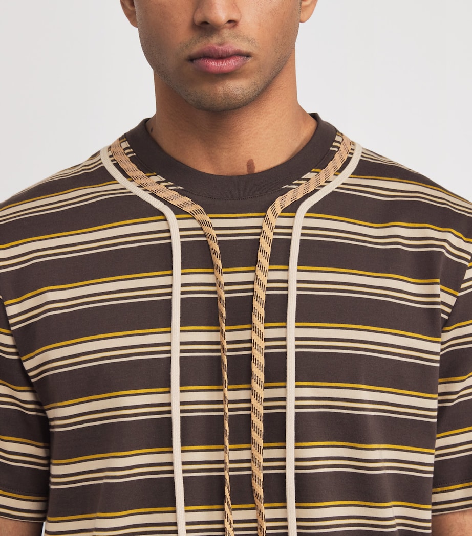 Craig Green Mens Cotton Stripe Trek-Lace T-Shirt Charcoal Stripe Image 6