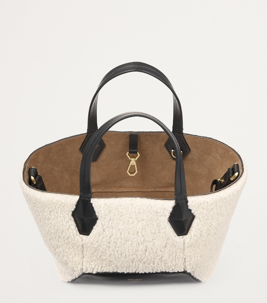 Diamond Small Shearling Tote Bag NATURAL Image 6