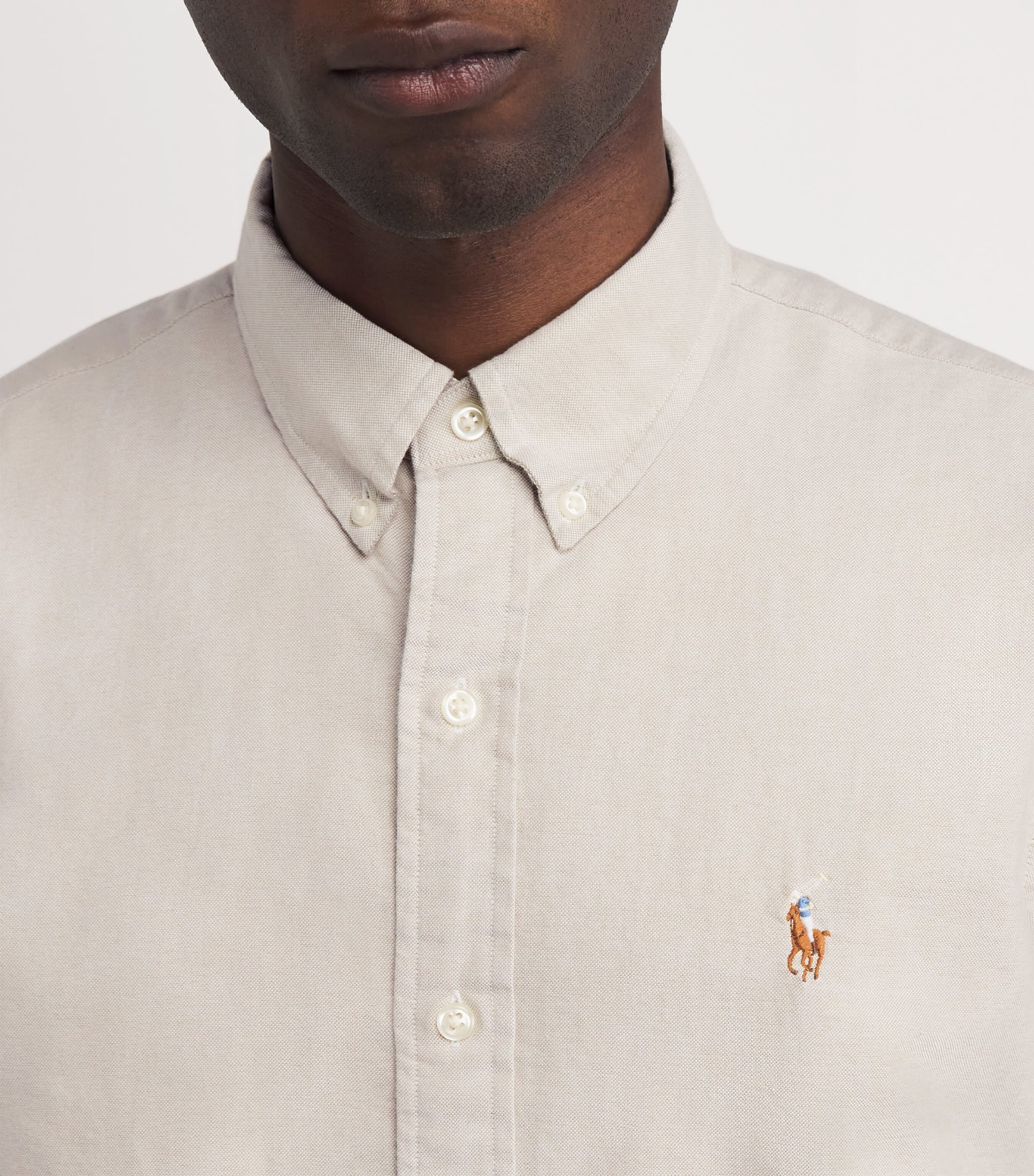 Polo Ralph Lauren Mens Cotton Oxford Shirt Beige/khaki Image 6