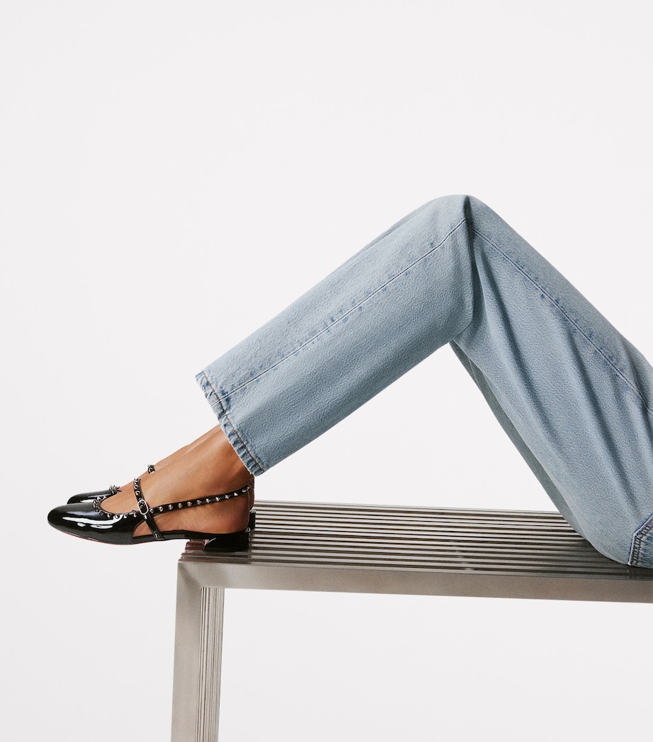 Sweet Jani Spike Patent Leather Slingback Flats B439 Image 7