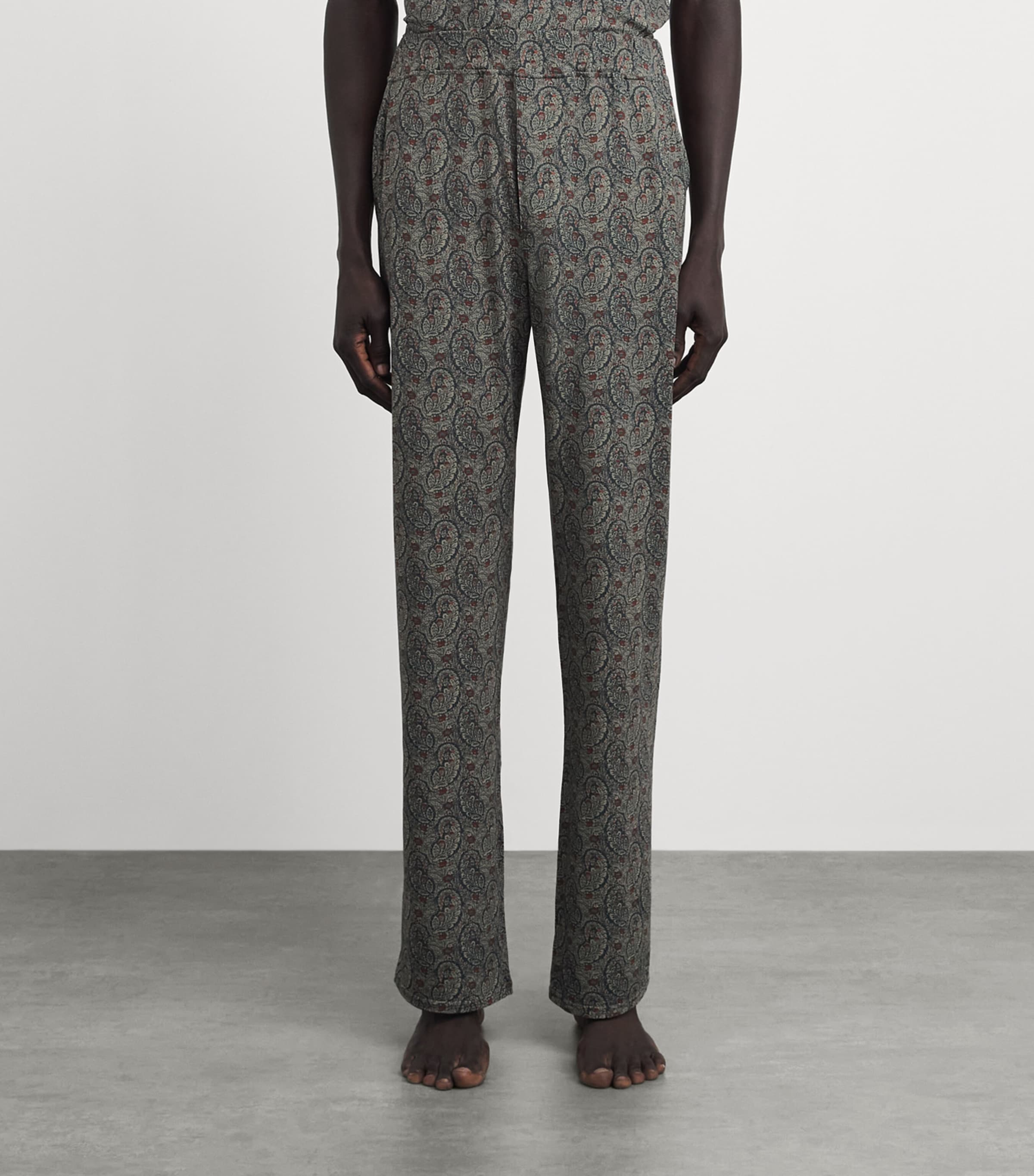 Homebody Mens Stretch-Modal Paisley Pyjama Bottoms Neem Image 4